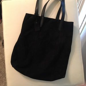Black leather suede tote by Merona